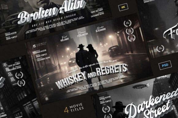 Download Vintage Noir Movie Titles - Premium Resources